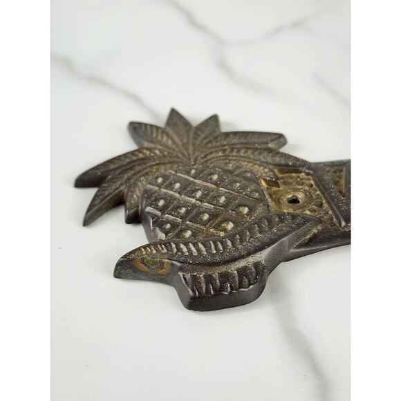 Brass Welcome Door Sign Pineapple Design 9 1/2" Entry Plaque 90s Home Decor - Picture 6 of 13
